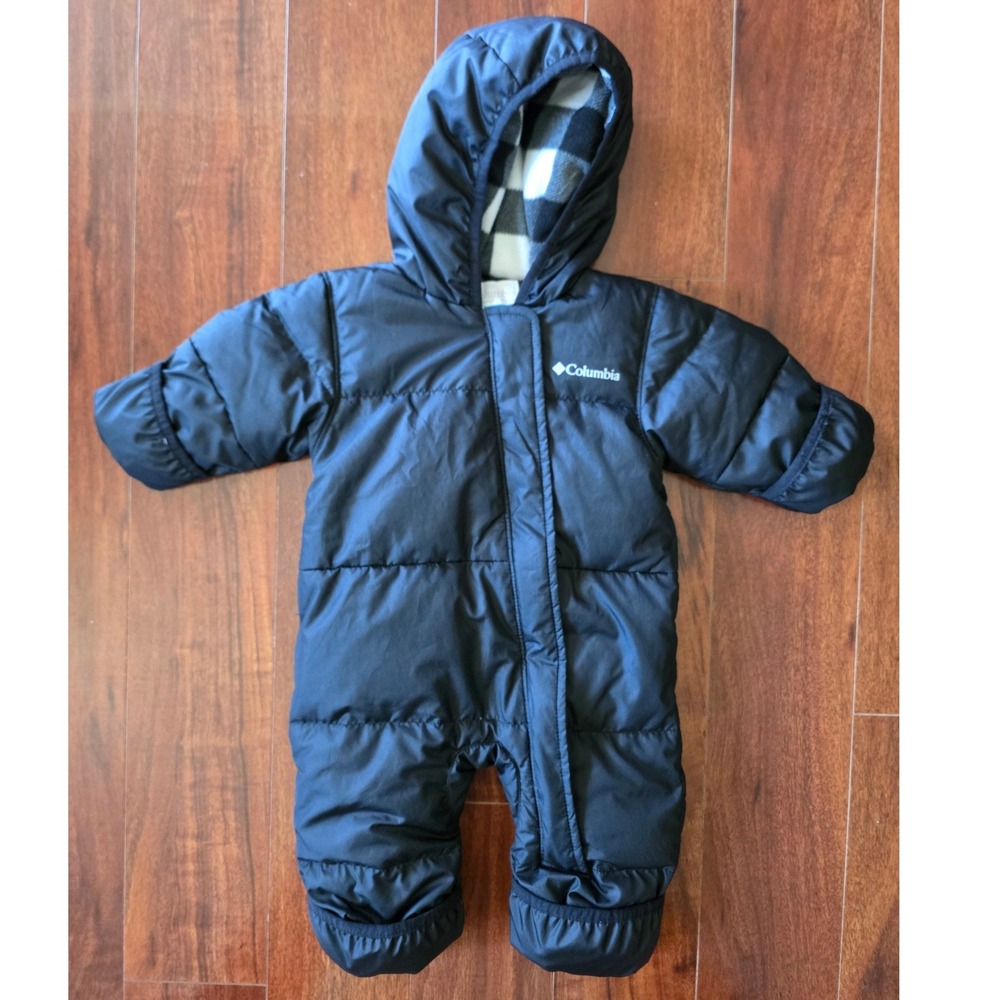 Columbia Snuggly Bunny Bunting Black Down Insulated Snowsuit 3-6 Months